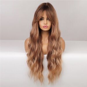 Long Wavy Chestnut Blonde Women's Wig - Natural-Look Hair